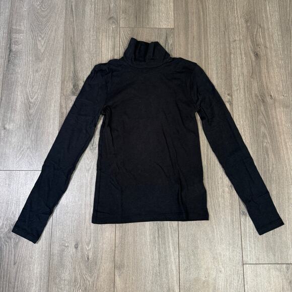 J.Crew Tissue Crepe Turtleneck Shirt WMNS XS Black Long Sleeve Pullover Cotton - Picture 3 of 7